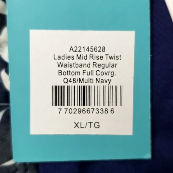 Quint Soul Exuma Navy  Floral Mid & Hi Rise Bikini Bottom Full Rear Size XL - Picture 11 of 15